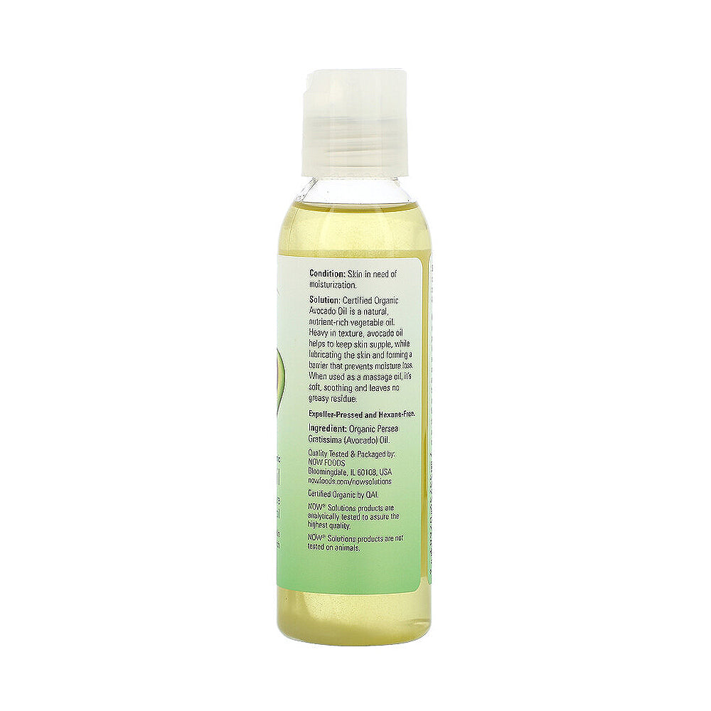 NOW Solutions, Organic Avocado Oil, 100% Pure Moisturizing Oil, Nutrient Rich and Hydrating, (118 ml) - Bloom Concept