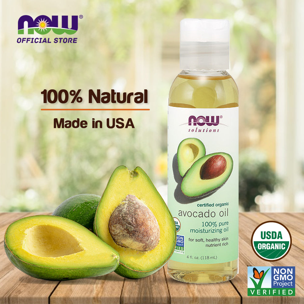 NOW Solutions, Organic Avocado Oil, 100% Pure Moisturizing Oil, Nutrient Rich and Hydrating, (118 ml) - Bloom Concept
