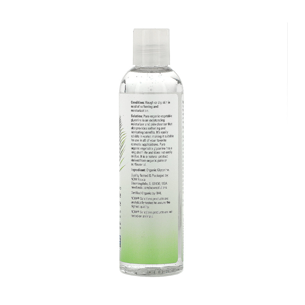NOW Solutions, Organic Vegetable Glycerin Oil, 100% Pure, Softening and Moisturizing Multi-Purpose Skin Care, 8-Ounce (237ml) - Bloom Concept