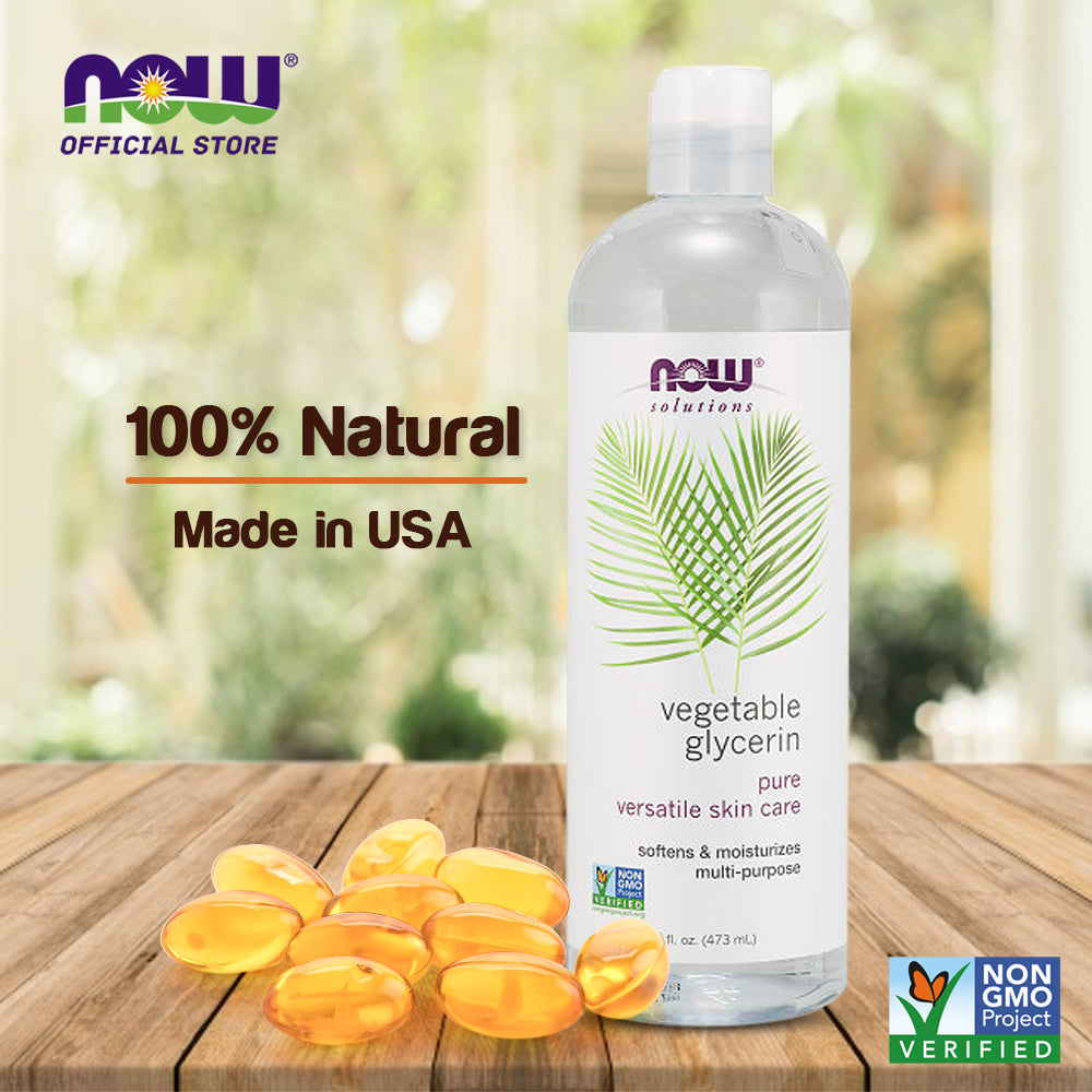 NOW Solutions, Vegetable Glycerin, 100% Pure, Versatile Skin Care, Softening and Moisturizing, 16-Ounce (473 ml) - Bloom Concept