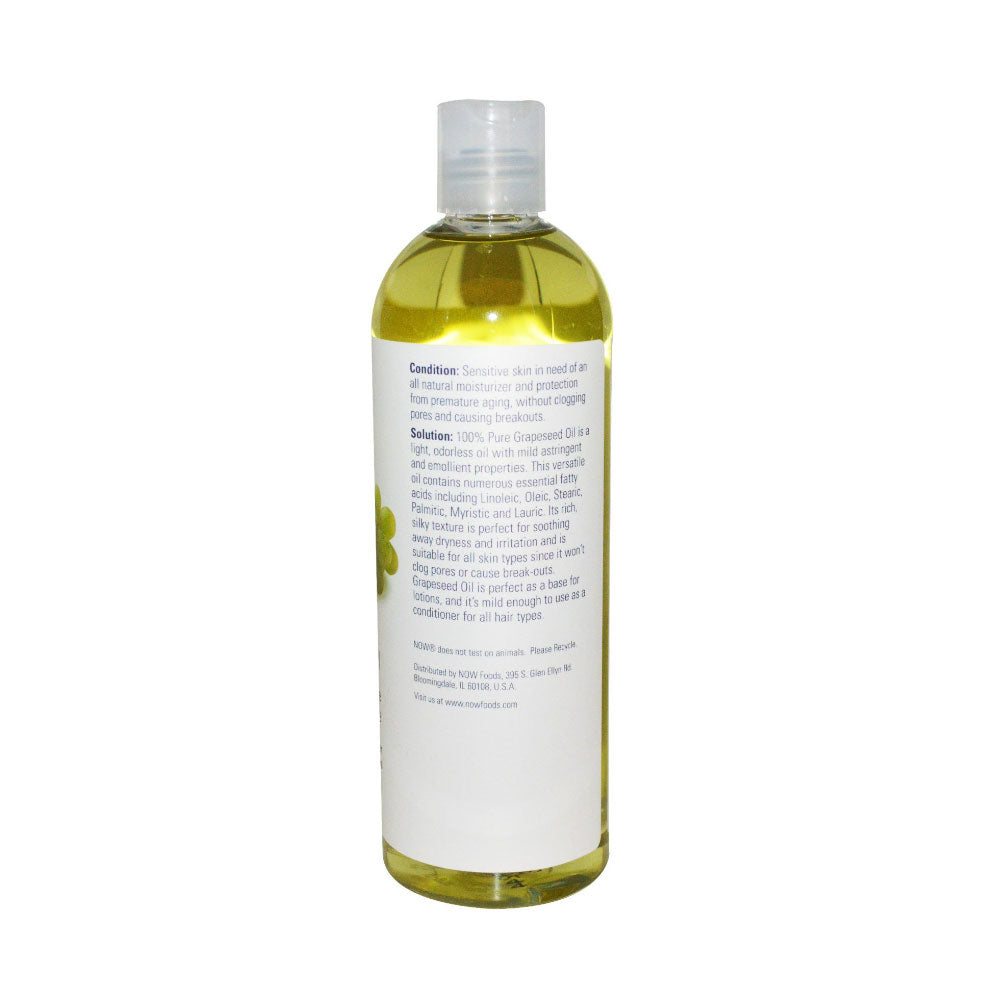 NOW Solutions, Grapeseed Oil, Skin Care for Sensitive Skin, Light Silky Moisturizer for All Skin Types, 16-Ounce (473 ml) - Bloom Concept