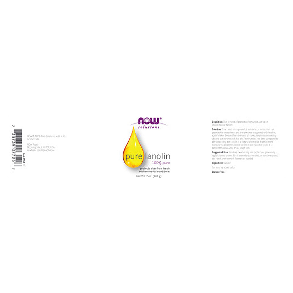 NOW Solutions, Pure Lanolin, Wind and Harsh Environment Skin Protectant, Thick Jelly, For Rough Dry Skin, 7-Ounce (207 ml) Personal Care NOW Foods USA
