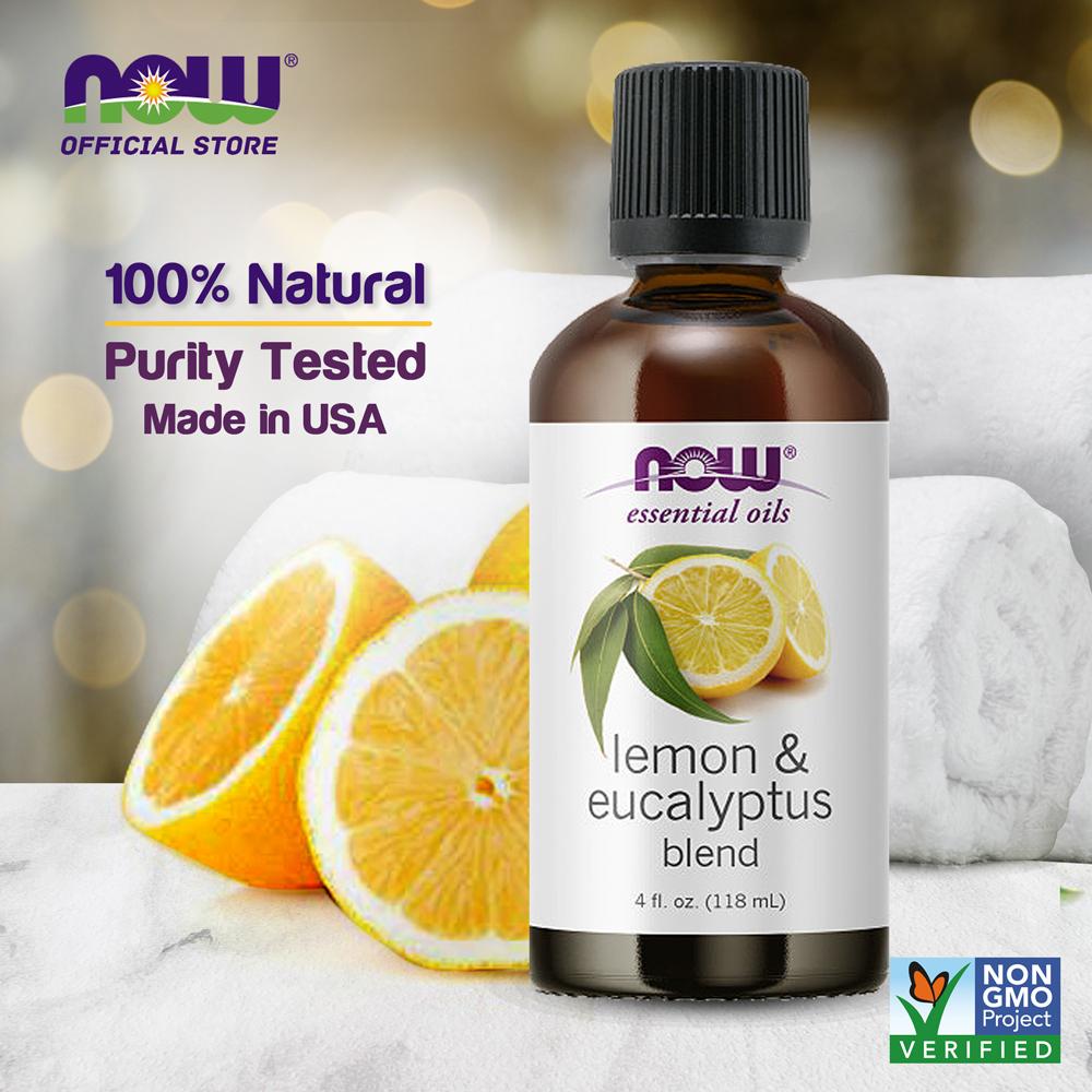 NOW FOODS Essential Oils, Lemon & Eucalyptus Oil Blend, Invigorating Aromatherapy Scent, Blend of Pure Lemon Oil and Pure Eucalyptus Oil, Vegan, Child Resistant Cap, 4-Ounce (118 ml) - Bloom Concept