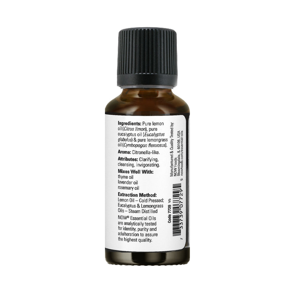 NOW FOODS Essential Oils, Lemon & Eucalyptus Oil Blend, Invigorating Aromatherapy Scent, Blend of Pure Lemon Oil and Pure Eucalyptus Oil, 1-Ounce (30 ml) - Bloom Concept
