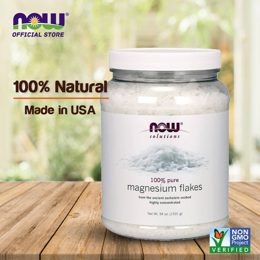 NOW Solutions, Magnesium Flakes, 100% Pure, from the Ancient Zechstein Seabed, Highly Concentrated, 54-Ounce (1531g) - Bloom Concept