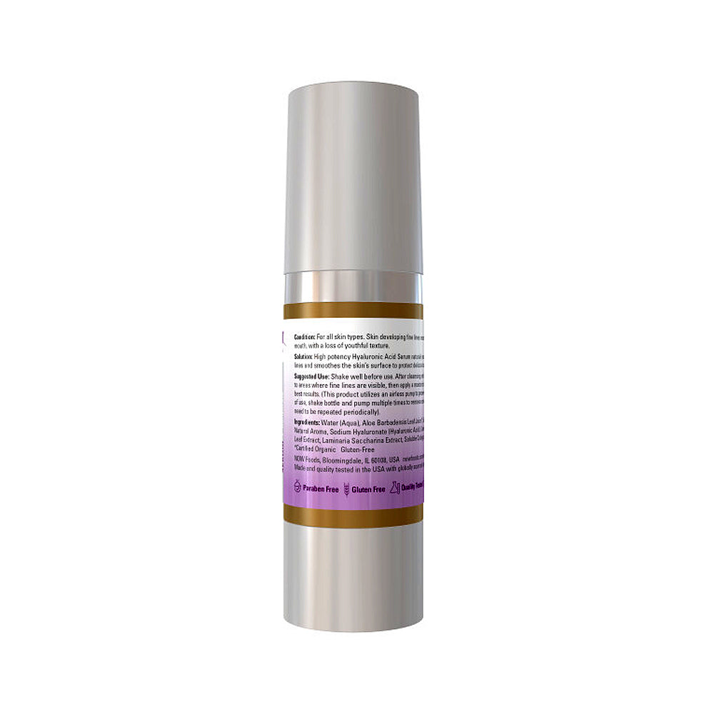 NOW Solutions, Hyaluronic Acid Firming Serum, Naturally Reduces Appearance of Fine Lines, 1 fl oz (30 ml) - Bloom Concept