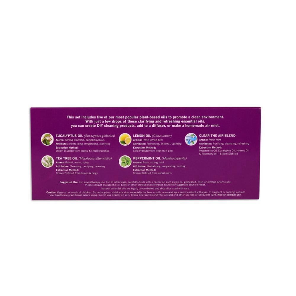 NOW Plant Defense Essential Oils Kit, 5x30ml including: Eucalyptus, Tea Tree, Lemon, Peppermint and Clean the Air Essential Oils - Bloom Concept