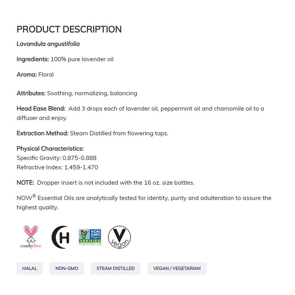 NOW FOODS Essential Oils, Lavender Oil, Soothing Aromatherapy Scent, Steam Distilled, (10 ml) Essential oils NOW Foods USA