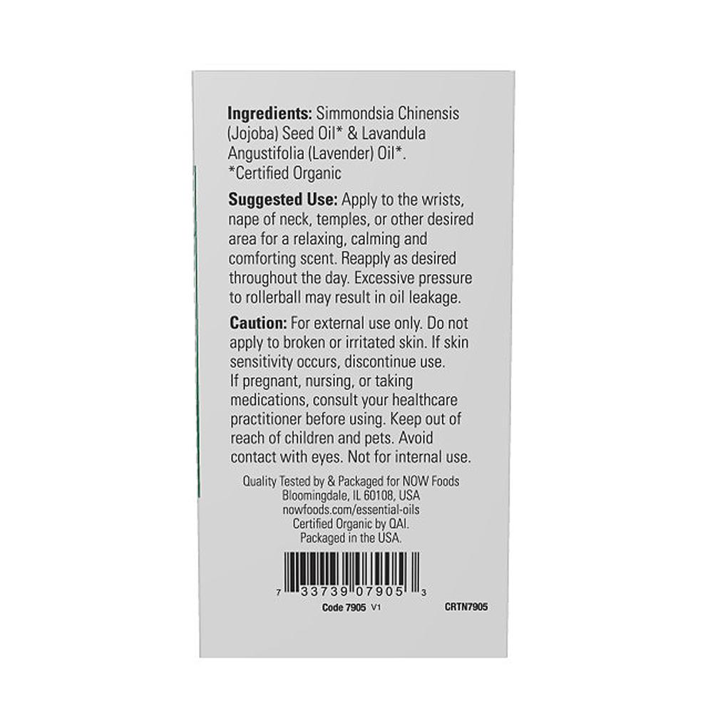 NOW Essential Oils, Lavender Roll-On, Certified Organic, Calming Blend, Steam Distilled, Topical Aromatherapy, 10-mL Essential oils NOW Foods USA