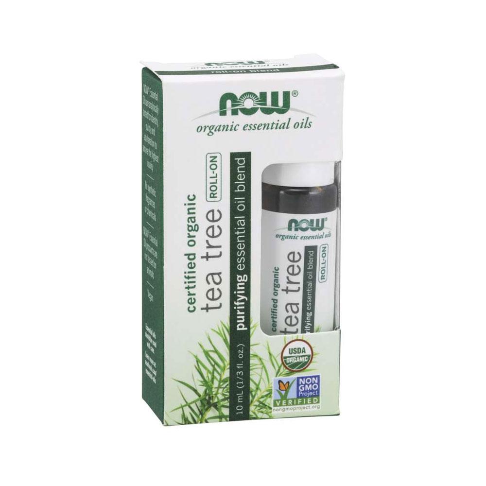 NOW Tea Tree Roll-On, Certified Organic, Purifying Blend, Steam Distilled, Topical Aromatherapy, 10-mL - Bloom Concept