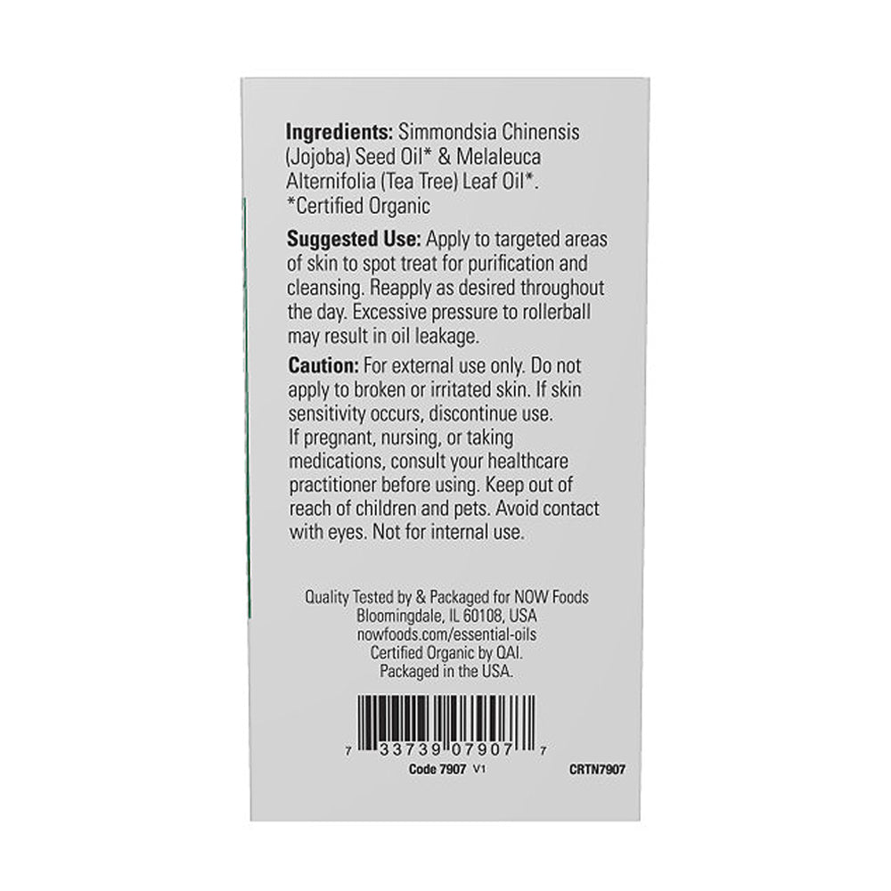 NOW Tea Tree Roll-On, Certified Organic, Purifying Blend, Steam Distilled, Topical Aromatherapy, 10-mL Essential oils NOW Foods USA