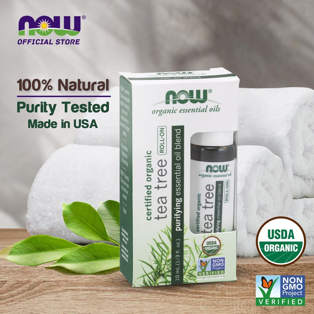 (30% OFF) NOW Tea Tree Roll-On, Certified Organic, Purifying Blend, Steam Distilled, Topical Aromatherapy, 10-mL--Best by 02/24 - Bloom Concept