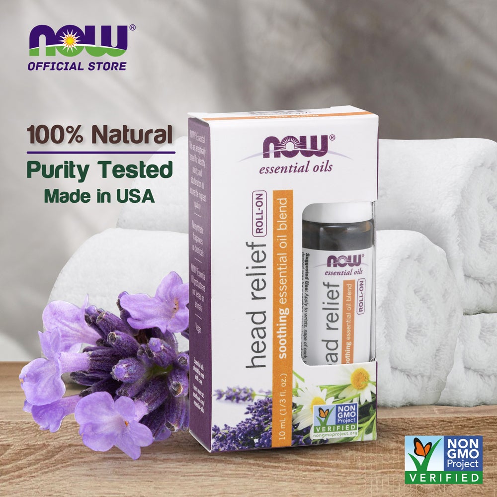(30% OFF) NOW Essential Oils, Head Relief Roll-On, Certified Non-GMO, Soothing Blend, Steam Distilled, Topical Aromatherapy, 10-mL--Best by 02/24 - Bloom Concept