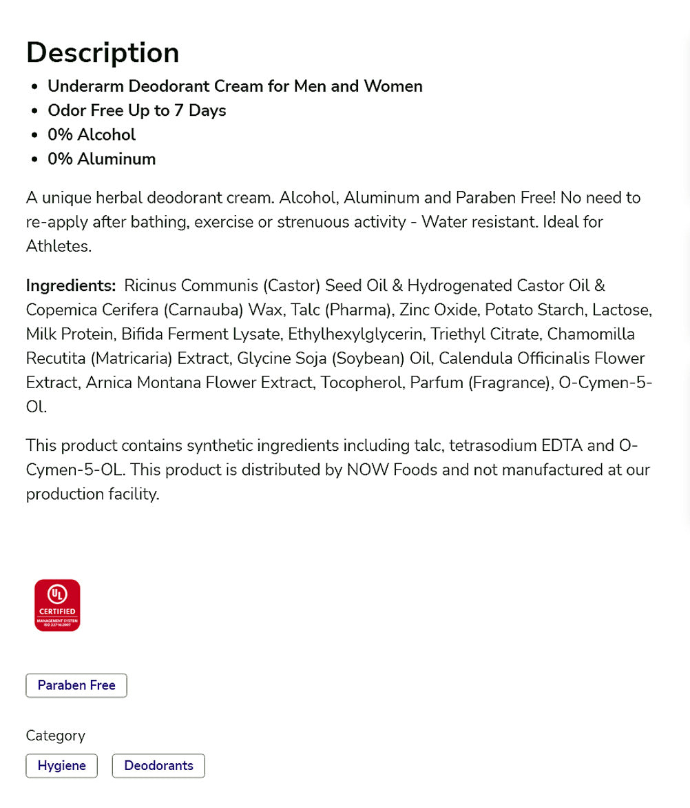 NOW Solutions, Lavilin Deodorant Underarm Cream, Herbal, Odor Free Up to 7 Days, 12.5-Grams 12.5 g - Bloom Concept