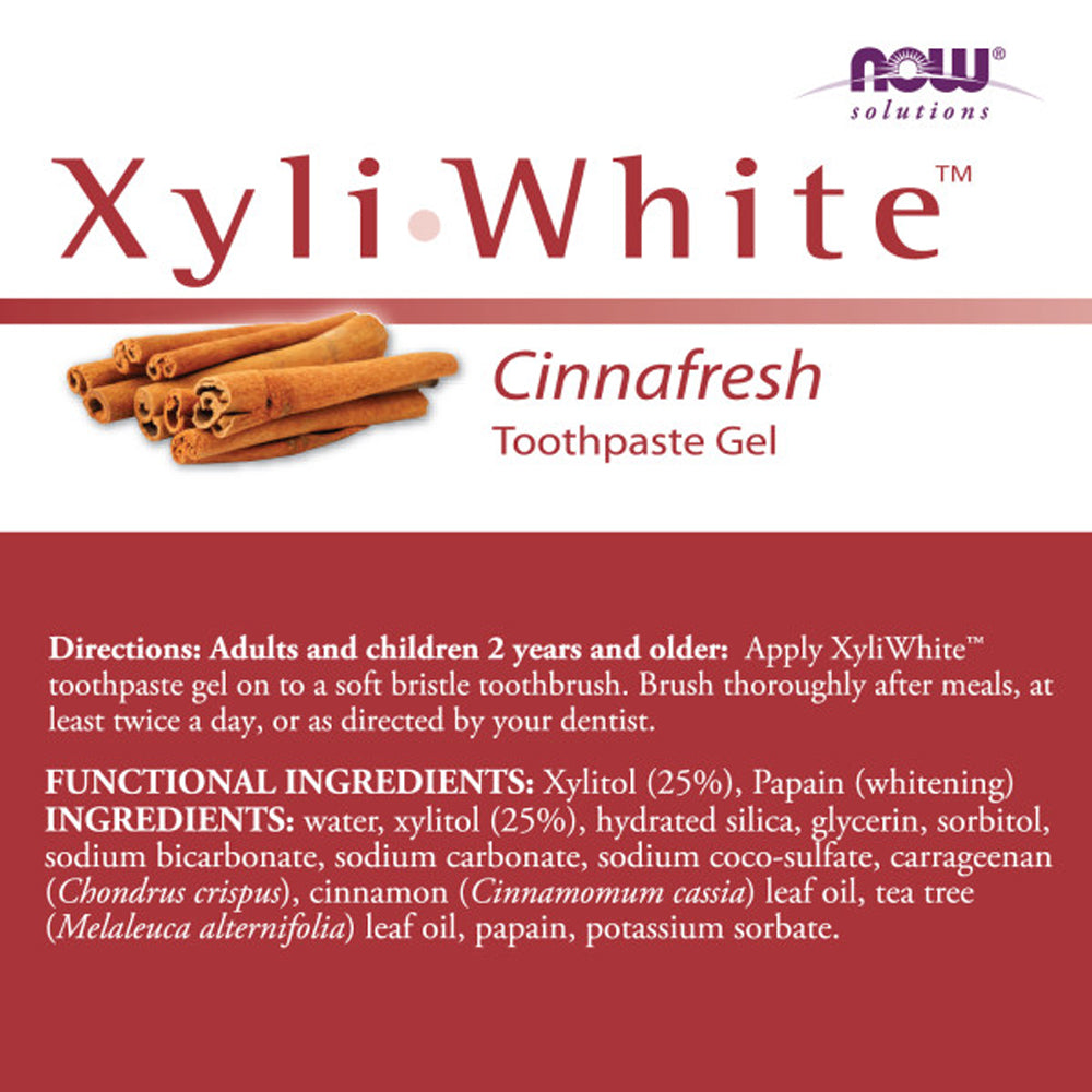 NOW Foods XyliWhite Cinnafresh Toothpaste Gel, 6.4 oz (181g) Personal Care NOW Foods USA