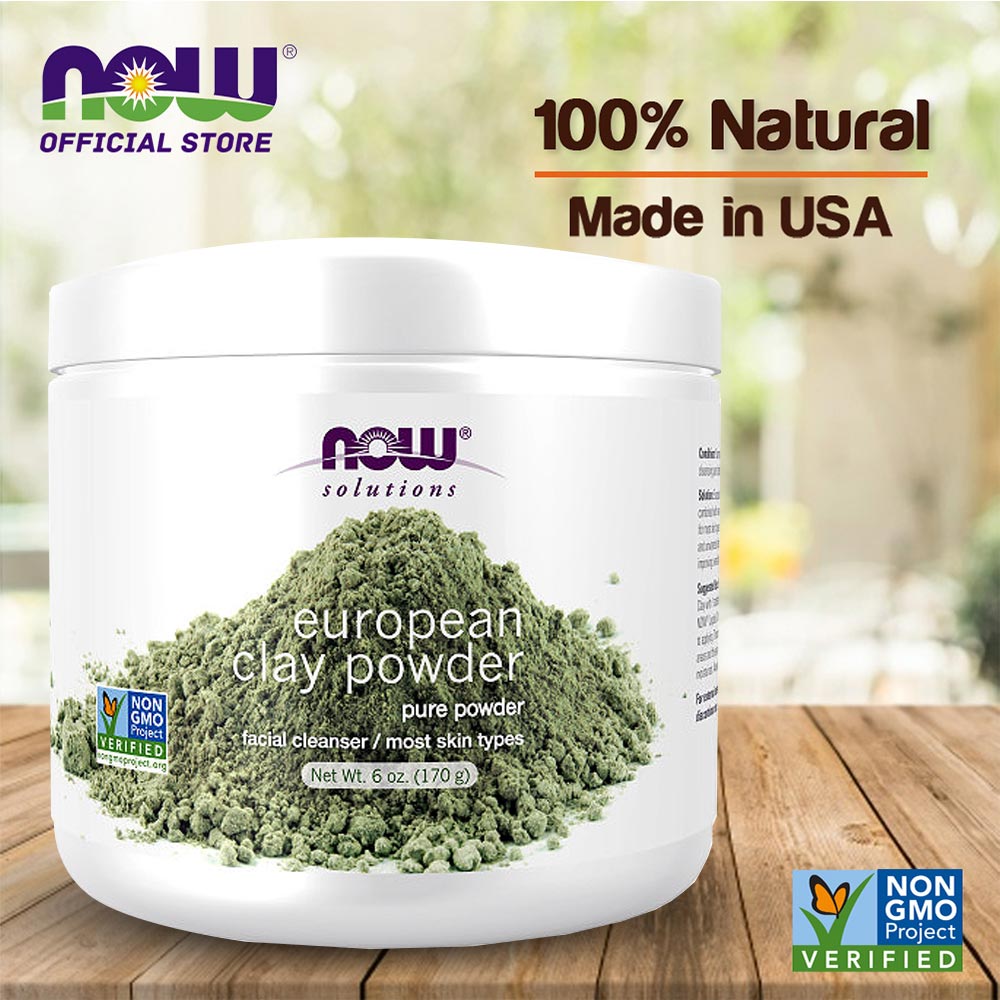 NOW Solutions, European Clay Powder, Pure Powder for a Detox Facial Cleansing Mask, 6-Ounce (170 g) - Bloom Concept