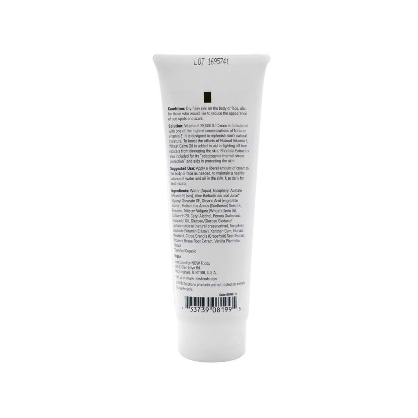 NOW Solutions, Vitamin E Cream 28,000 IU, Intense Moisture, Concentrated Vitamin E, 4-Ounce (118 ml) - Bloom Concept