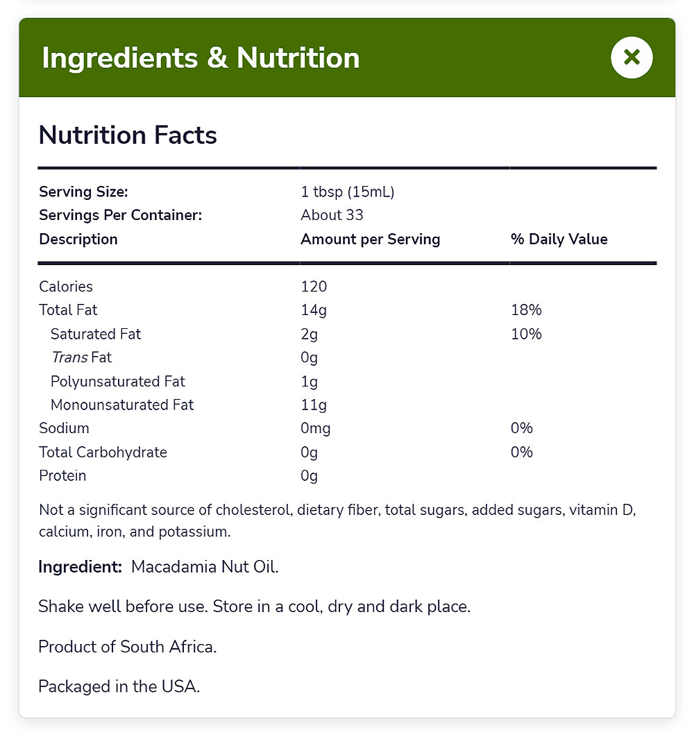 NOW Foods, Macadamina Nut Cooking Oil in Glass Bottle, Purity Tested, Cold Pressed, Delicate Nutty, Buttery Flavor, 16.9-Ounce (500ml) Natural Foods NOW Foods USA