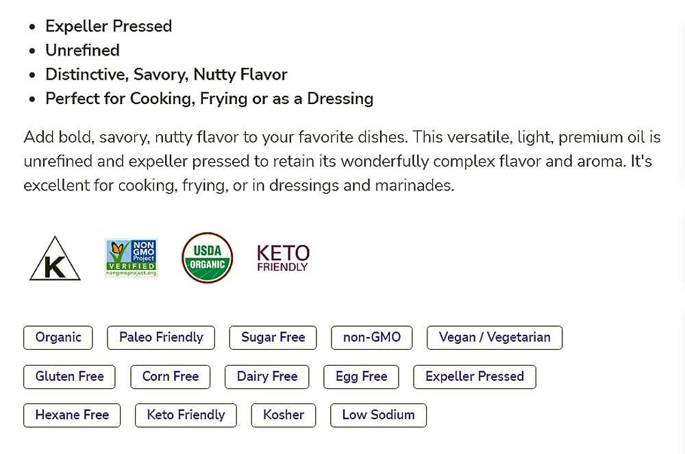 NOW Foods, Certified Organic Extra Virgin Sesame Seed Oil, 8.45-Ounce (250ml) - Bloom Concept