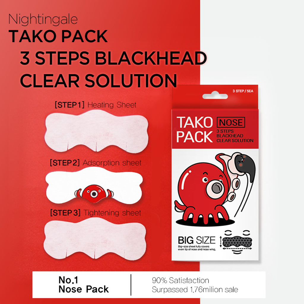 Nightingale Tako Pack (3 Sets of 3) - 3-Step Blackhead Clear Solution for Nose - Bloom Concept