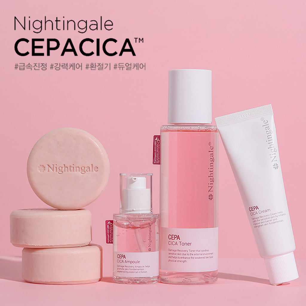 Nightingale Damage Recovery Cepa Cica Ampoule 30ml - for Face Skin Repair & Moisturizing Anti-Aging Serum - Daily Use for Sensitive Skin - Korean Skincare Cosmetic - Bloom Concept