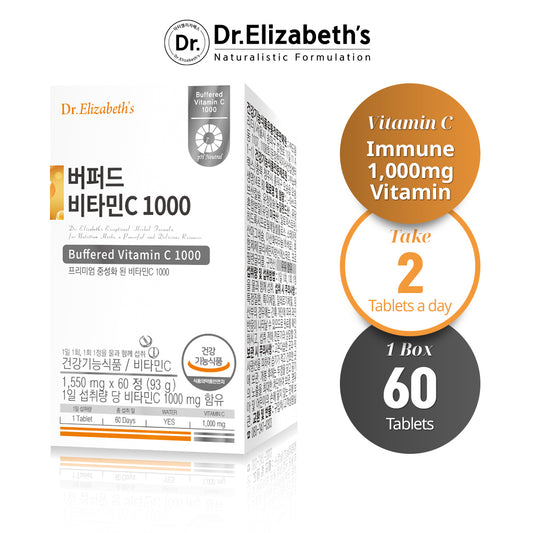 (Best by 06/24) Dr. Elizabeth's Buffered Vitamin C-1000, 1,550mg x 60 tablets For Optimal Health - Bloom Concept