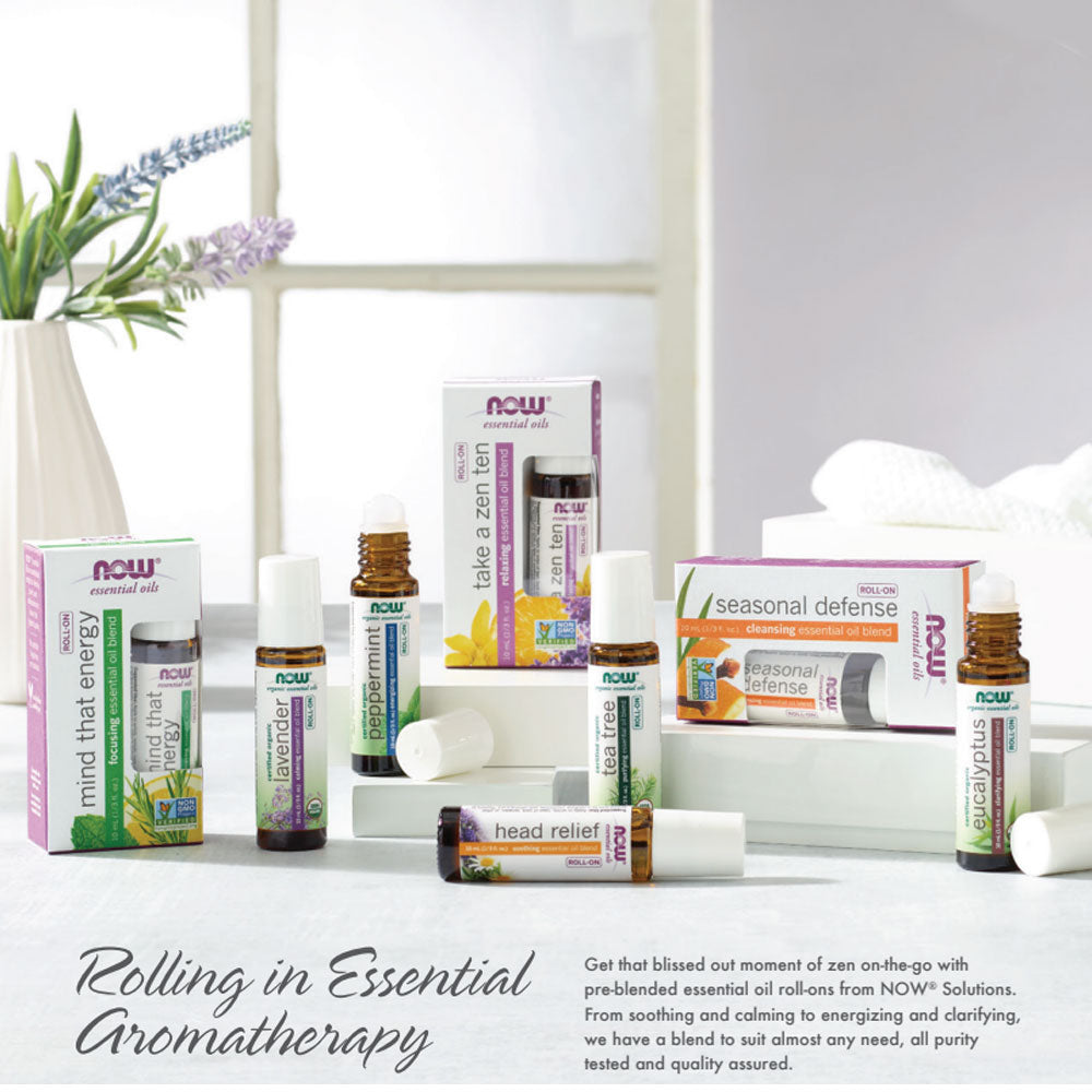 NOW Essential Oils, Take A Zen Ten Roll On, Non-GMO Project Verified, Relaxing Blend, Steam Distilled, Topical Aromatherapy, 10-mL Essential oils NOW Foods USA