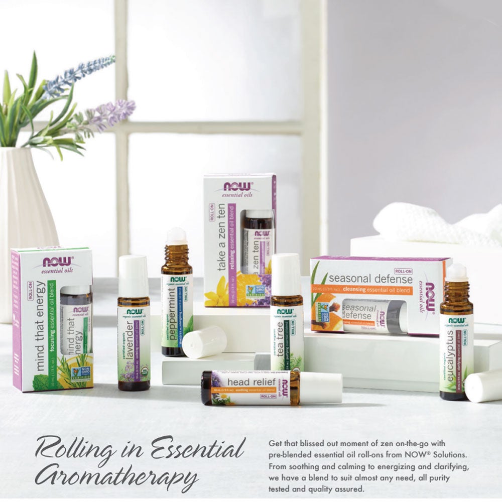 NOW Essential Oils, Head Relief Roll-On, Certified Non-GMO, Soothing Blend, Steam Distilled, Topical Aromatherapy, 10-mL Essential oils NOW Foods USA