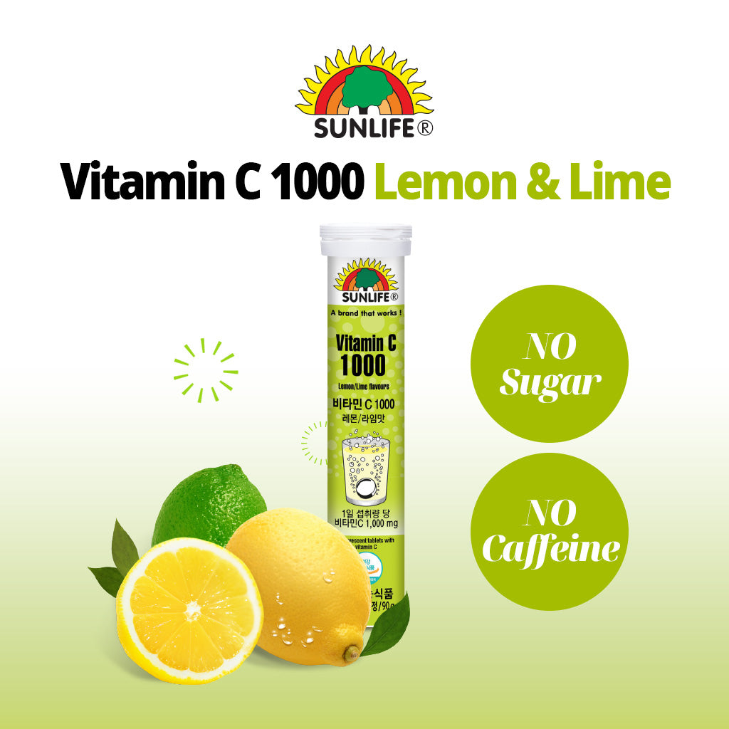 (Buy 2 Free 1) Sunlife Vitamin C-1000 Lemon & Lime Flavored Effervescent 20 Tablets - Bloom Concept