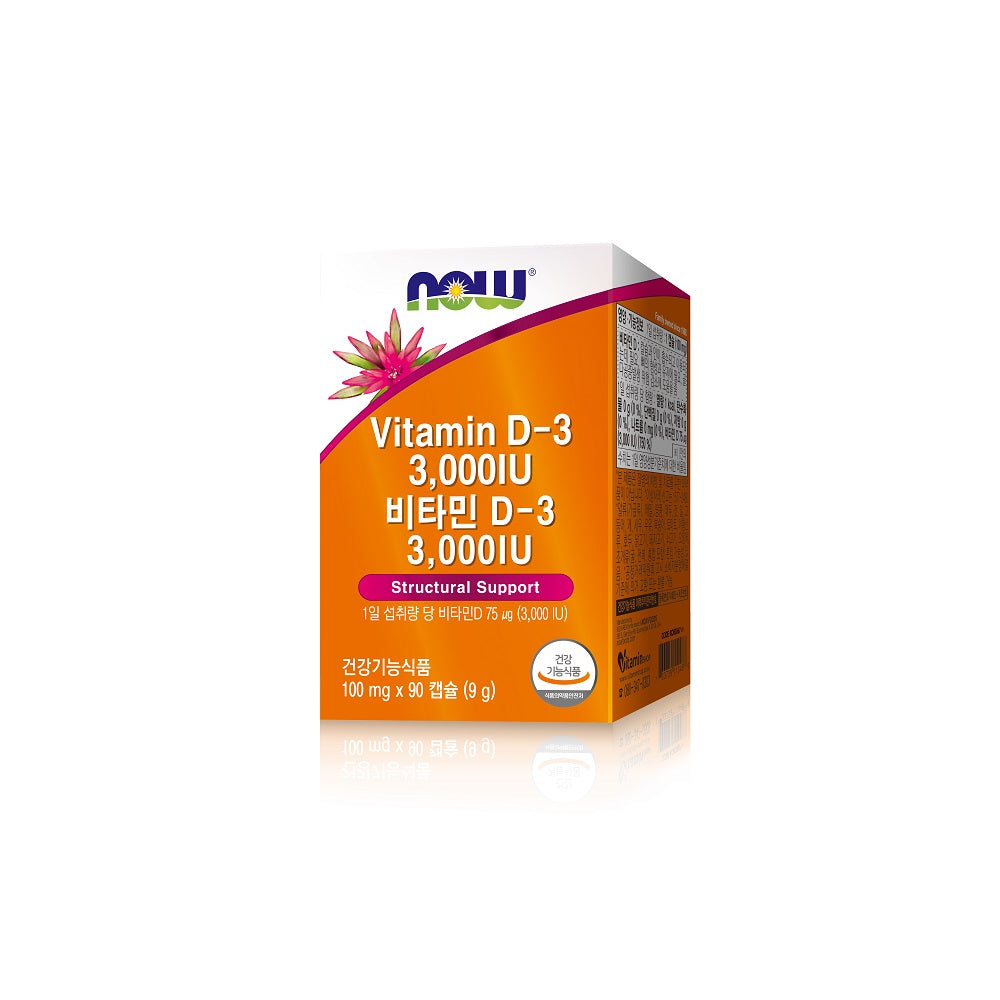 NOW FOODS Vitamin D-3 (3,000iu) 90 Capsules for Immune and Bone Health Support - Bloom Concept