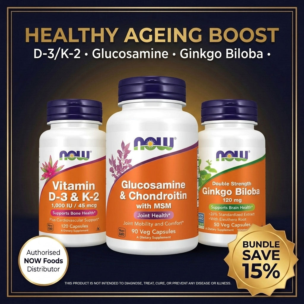 Healthy Ageing Bundle | Vitamin D3 K2 + Glucosamine MSM + Ginkgo 120mg | Bone Joint &amp; Mind
