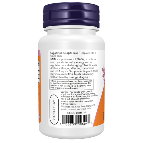 NOW Supplements, NMN 250 mg, Supports Healthy Aging*, 60 Veg Caps