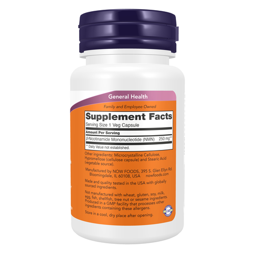 NOW Supplements, NMN 250 mg, Supports Healthy Aging*, 60 Veg Caps