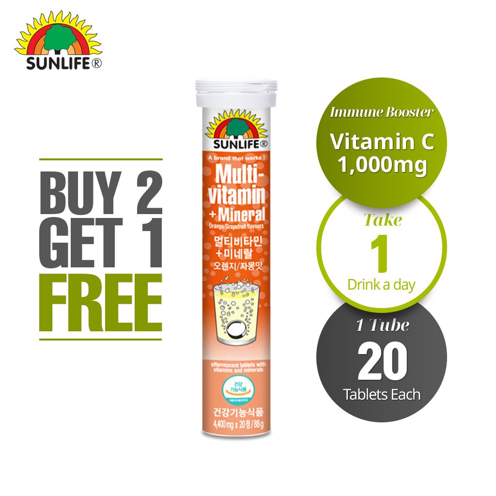 (Buy 2 Free 1) Sunlife Multi-Vitamins with Minerals Orange/Grapefruit Flavored Effervescent 20 Tablets - Bloom Concept