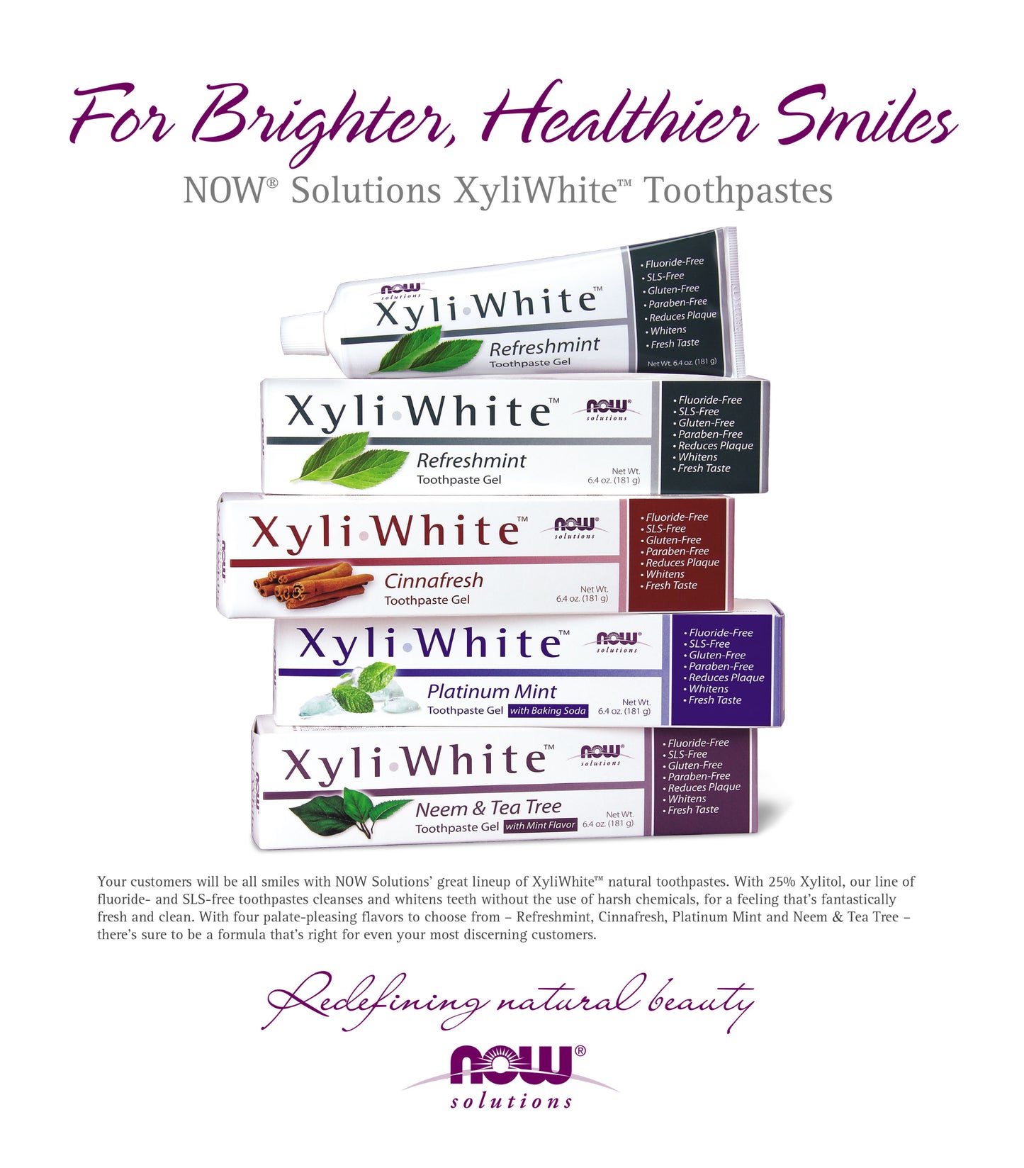 NOW Foods XyliWhite Cinnafresh Toothpaste Gel, 6.4 oz (181g) - Bloom Concept