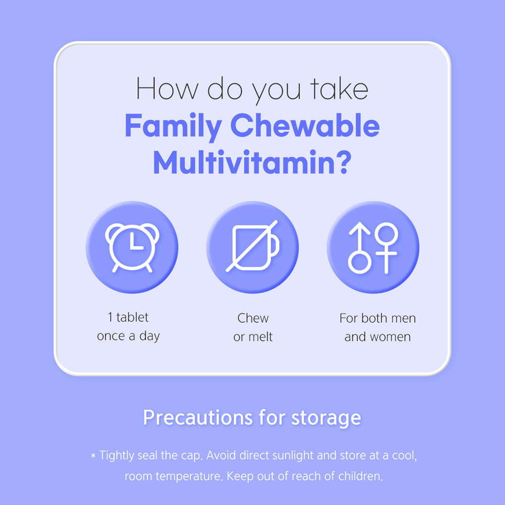 Dr. Elizabeth's Chewable Family Multi-Vitamin - Blueberry Flavour 2g x 60 Tablets for Optimal Health - Bloom Concept