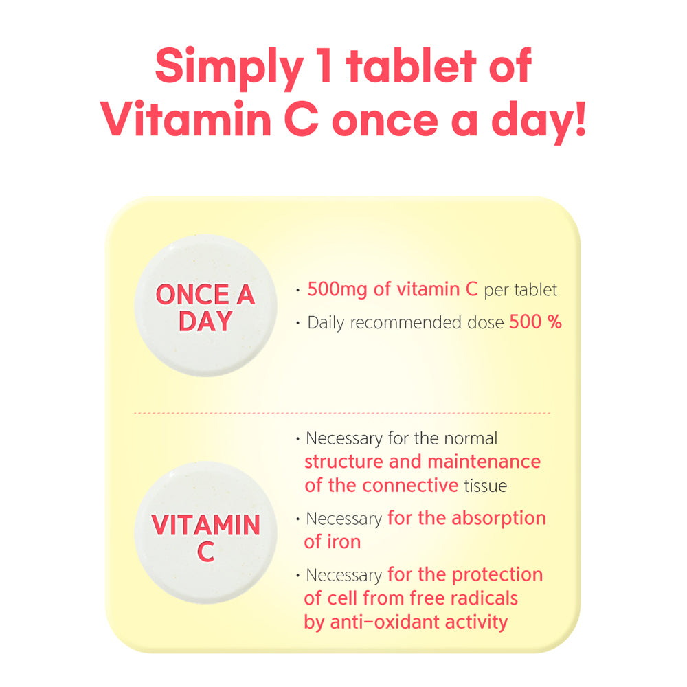 Dr. Elizabeth’s Family Chewable Vitamin-C 500 2g x 60 tablets Refreshing Lemon Flavour for Optimal Health - Bloom Concept
