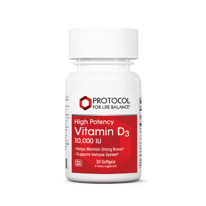 Protocol for Life Balance, Vitamin D3 10,000 IU High Potency, 30 softgels Immune Sopprot Protocol For Life Balance