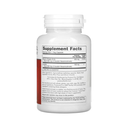 Protocol for Life Balance, Flush-Free Niacin, 500 mg, 90 Veg Capsules Vitamins &amp; Supplements Protocol For Life Balance