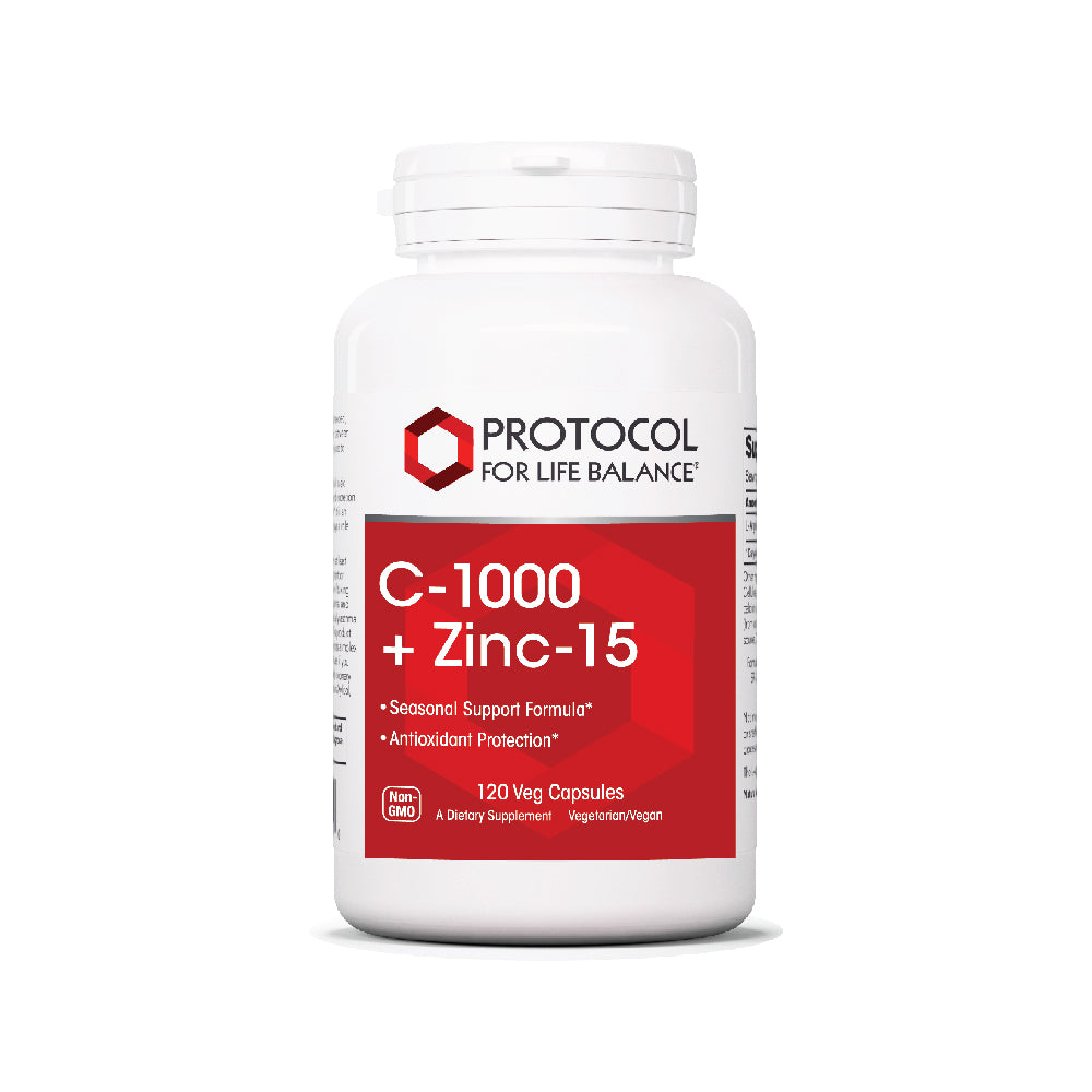 (Best by 10/26) Protocol for Life Balance, C-1000 + Zinc-15, 120 Veg Capsules Vitamins &amp; Supplements Protocol For Life Balance