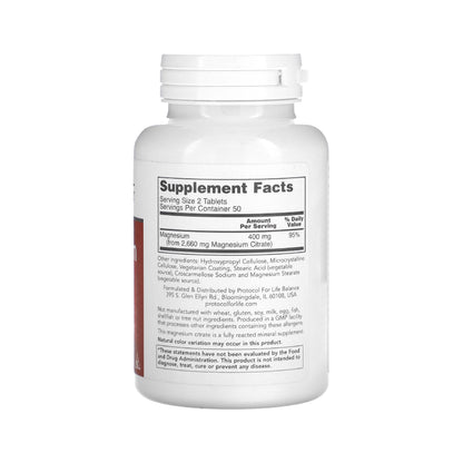 Protocol for Life Balance, Magnesium Citrate, 100 Tablets Vitamins &amp; Supplements Protocol For Life Balance