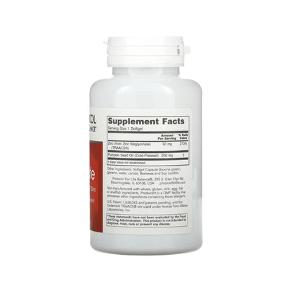Protocol for Life Balance, Zinc Glycinate, 30 mg, 120 Softgels Vitamins &amp; Supplements Protocol For Life Balance