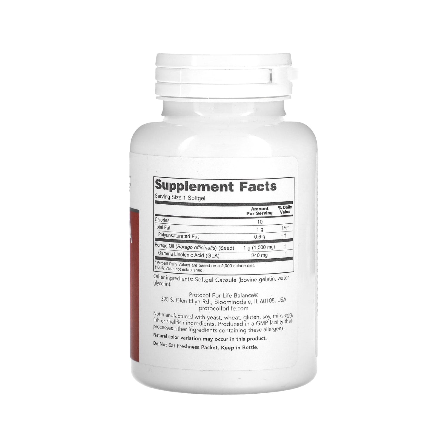 Protocol for Life Balance, Borage/GLA, 1,000 mg, 60 Softgels Vitamins &amp; Supplements Protocol For Life Balance