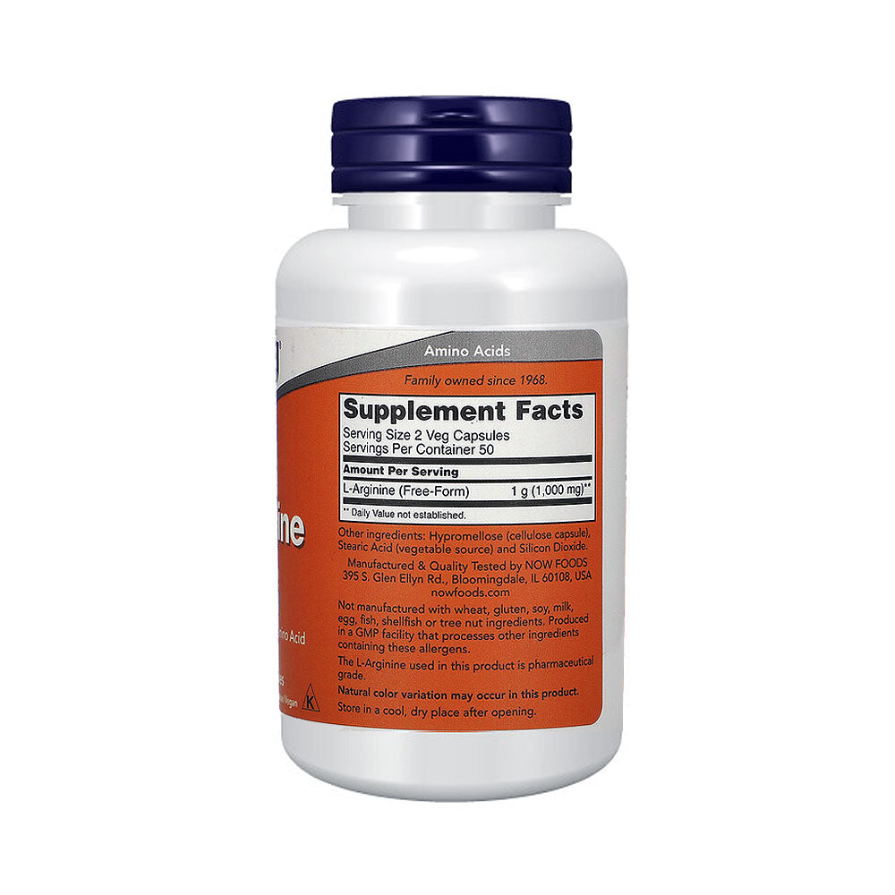 NOW Supplements, L-Arginine 500 mg, Nitric Oxide Precursor*, Amino Acid, 100 Veg Capsules - Bloom Concept