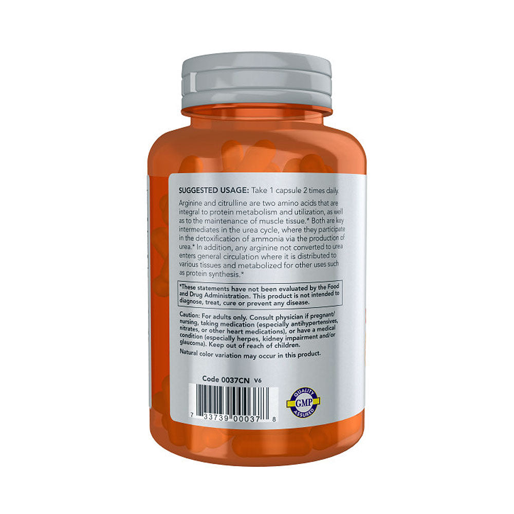 NOW Sports Nutrition, Arginine &amp; Citrulline 500 mg/ 250 mg, Amino Acids, 120 Veg Capsules Vitamins &amp; Supplements NOW Foods USA