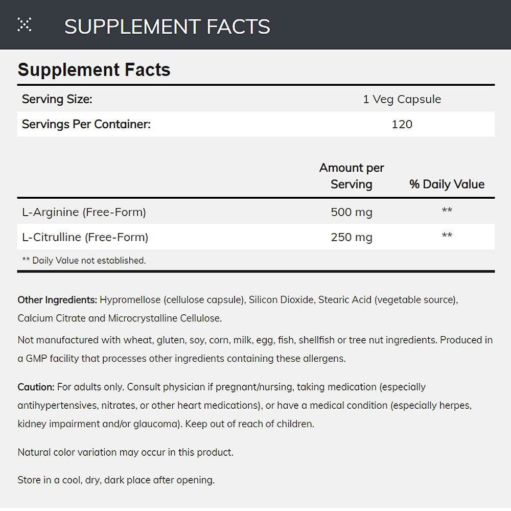 NOW Sports Nutrition, Arginine & Citrulline 500 mg/ 250 mg, Amino Acids, 120 Veg Capsules - Bloom Concept