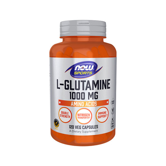NOW Sports Nutrition, L-Glutamine, Double Strength 1,000 mg, Amino Acid, 120 Veg Capsules - Bloom Concept