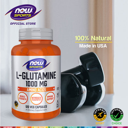 NOW Sports Nutrition, L-Glutamine, Double Strength 1,000 mg, Amino Acid, 120 Veg Capsules Vitamins &amp; Supplements NOW Foods USA