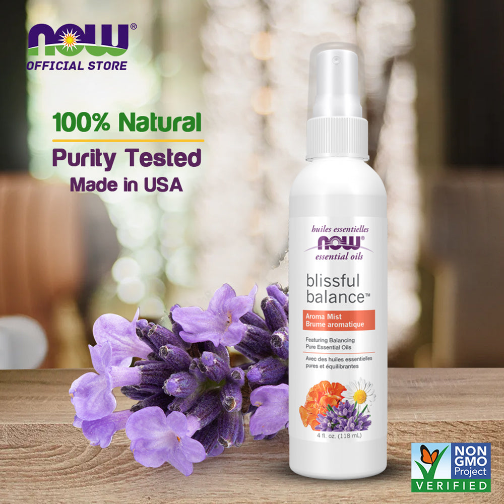 NOW Essential Oils, Blissful Balance™ Aroma Mist featuring Balancing Pure Essential Oils 4oz (118ml) Essential oils NOW Foods USA