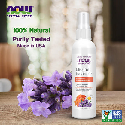 NOW Essential Oils, Blissful Balance™ Aroma Mist featuring Balancing Pure Essential Oils 4oz (118ml) Essential oils NOW Foods USA